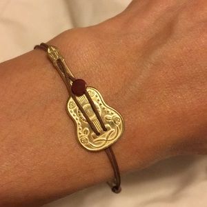 Gas Bijoux Gold Guitar Charm Brown Bracelet